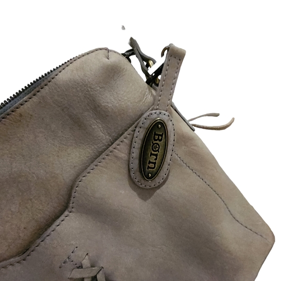 Born Nubuck Leather Boho Crossbody Bag with Adjustable Strap in Beige/Bone - Picture 7 of 9